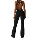 Dames Sportieve Jumpsuit Met Bandjes En Open Rug En Lange Broeken Effen Fitness Jumpsuit Van Nylon En Spandex 2
