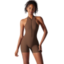 Dames sportieve jumpsuit Top en shorts Met rits in de hals Open rug Effen jumpsuit van nylon en spandex 12