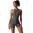 Dames sportieve jumpsuit Top en shorts Met rits in de hals Open rug Effen jumpsuit van nylon en spandex 4