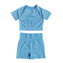 Dames sportoutfit Korte broek en T-shirt met korte mouwen Effen fitnessoutfit van nylon, polyester en spandex 2