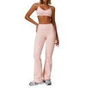 Dames sportoutfit met broek en sportbeha, eentonig, nylon, spandex, comfortabel en stijlvol voor fitness en vrije tijd 3