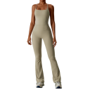 Dames sportoutfit met broek en top, effen, nylon, spandex, comfortabel en stijlvol voor fitness en training 2