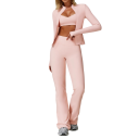 Dames sportoutfit met broek, hoodie met rits en sportbeha, effen, nylon, spandex, comfortabel en stijlvol voor fitness en vrije tijd 3