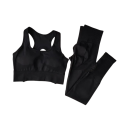 Dames sportoutfit met leggings en sportbeha, effen, nylon, spandex, comfortabel en stijlvol voor fitness en training 6