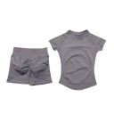 Dames sportoutfit met shorts en een T-shirt met korte mouwen, effen, nylon, spandex, comfortabel en stijlvol voor fitness 10