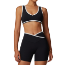 Dames sportoutfit met shorts en sportbeha, effen, nylon, spandex, comfortabel en stijlvol voor fitness en vrije tijd 1