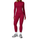 Dames sportoutfit met zip hoodie en legging, effen, nylon, spandex, comfortabel en stijlvol, ideaal voor fitness en vrije tijd 2