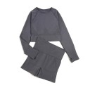 Dames sportoutfit Shorts en shirt met lange mouwen Effen fitnessoutfit van nylon 7