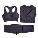 Dames sportoutfit Sportbeha shirt met lange mouwen en leggings Effen fitnessoutfit 1