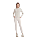 Dames sportoutfit T-shirt met lange mouwen en leggings Met rits Effen fitnessoutfit van polyester en spandex 7