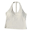 Dames sporttop met nekband, vulling en V-hals met open rug en twee banden in het midden van de rug voor yoga, pilates en fitness 11