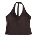 Dames sporttop met nekband, vulling en V-hals met open rug en twee banden in het midden van de rug voor yoga, pilates en fitness 9