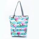 Dames stoffen tas met bloemenprint Ruime shopper met twee grijze handvatten en een platte bodem 27 x 38 x 11 cm Katoen en polyester 2