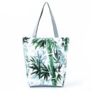 Dames stoffen tas met bloemenprint Ruime shopper met twee grijze handvatten en een platte bodem 27 x 38 x 11 cm Katoen en polyester 7