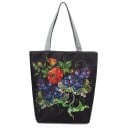 Dames stoffen tas met bloemenprint Ruime shopper met twee grijze handvatten en een platte bodem 27 x 38 x 11 cm Katoen en polyester 12