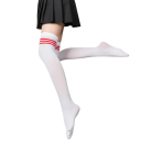 Dames strakke elastische kniekousen met drie strepen Stijlvolle elastische hoge sokken Sportieve retrolook Comfortabel boven de knie 3