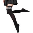 Dames strakke elastische kniekousen met drie strepen Stijlvolle elastische hoge sokken Sportieve retrolook Comfortabel boven de knie 1