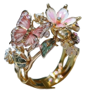 Dames Strass Ring Vlinder en Bloemen Verstelbare Maat Open Romantische Ring Glanzende Mode Sieraad voor Vrouwen 2