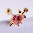 Dames stud earrings met kristallen en zirconia Versiering in de vorm van een hart, tulp of waaier Staaf met schroefbol Sieradenmetaal 29
