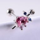 Dames stud earrings met kristallen en zirconia Versiering in de vorm van een hart, tulp of waaier Staaf met schroefbol Sieradenmetaal 31