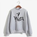 Dames sweatshirt zonder capuchon met graffiti-print tekst met cijfer 7 Ronde hals Verlaagde schouders Ribgebreide manchetten en zoom 1