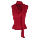 Dames T-shirt Effen V-hals Brede Schouderbanden Sjaal om de Hals Polyester Katoen Elegante Zomer Top 6