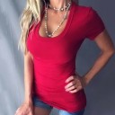 Dames T-shirt met diepe hals 3