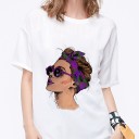 Dames T-shirt met gezichtsprint 12