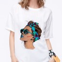 Dames T-shirt met gezichtsprint 10