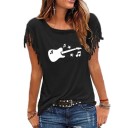 Dames T-shirt met gitaarprint 13