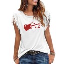 Dames T-shirt met gitaarprint 7