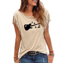 Dames T-shirt met gitaarprint 8