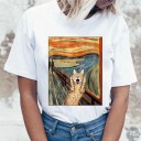 Dames T-shirt met grappige kattenprint 6