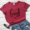 Dames T-shirt met opdruk van &quot;loved&quot; 19