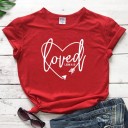 Dames T-shirt met opdruk van "loved" 13