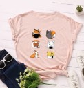 Dames T-shirt met sushi- en kattenprint 3