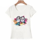 Dames T-shirt met uilenprint 1