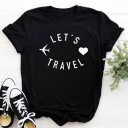 Dames T-shirt met vliegtuigprint 1