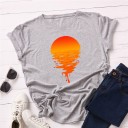 Dames T-shirt met zonsondergangprint 12