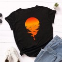 Dames T-shirt met zonsondergangprint 3