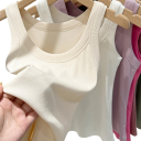 Dames T-shirt O-hals Brede Schouderbanden Effen Kleur Katoenen T-shirt van Natuurlijke Katoen voor Comfortabel Dagelijks Draagcomfort 8