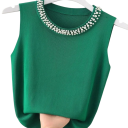 Dames T-shirt Universele maat Effen met parels Brede schouderbanden Ronde hals Materiaal polyester katoen 6