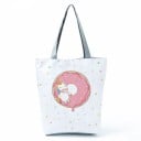 Dames tas van polyester met een eenhoornprint 27 x 37 x 8 cm Boodschappentas met grijze handvatten en grijze bodem Voor boodschappen en dagelijks 2