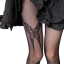 Dames transparante netkousen met een grote vlinder Elegante zwarte panty Visnet Romantisch motief voor een avondoutfit 1