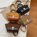 Dames trapeze handtas voor in de hand en over de schouder Kunstleer met krokodillenpatroon en suède uitstraling Gouden slot 34 x 20 x 12 6