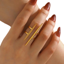 Dames trendy dubbele ring 4,2 x 1,7 cm Verstelbare maat RVS Open ring met parallelle lijn Moderne sieraden 2