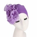 Dames turban hoed met grote geplooide bloem aan de zijkant Elegante hoofddeksel van katoen en polyester Universele maat 6