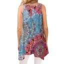 Dames verlengde blouse zonder mouwen met kleurrijke mandala print Puntige asymmetrische zoom Vrije snit Ronde hals Polyester Voor de zomer 2