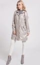 Dames verlengde windjack met capuchon Lichte lente- en herfstjas met rits en tailleverstelling Ritszakken Polyester Beige met glans 4