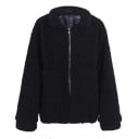 Dames warme fluffy jas met rits en omgeslagen kraag en voering Losse oversize snit Twee grote voorzakken Polyester Voor elke dag 1